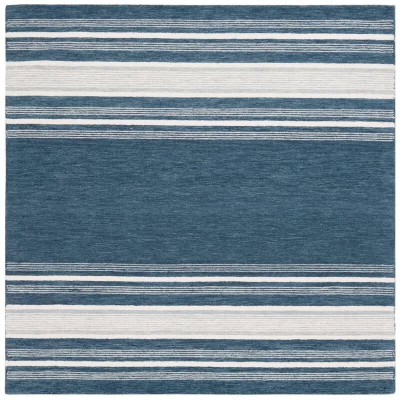 SAFAVIEH Handmade Lauren Ralph Lauren Szabina Wool Rug - 6' Square - Blue/Ivory