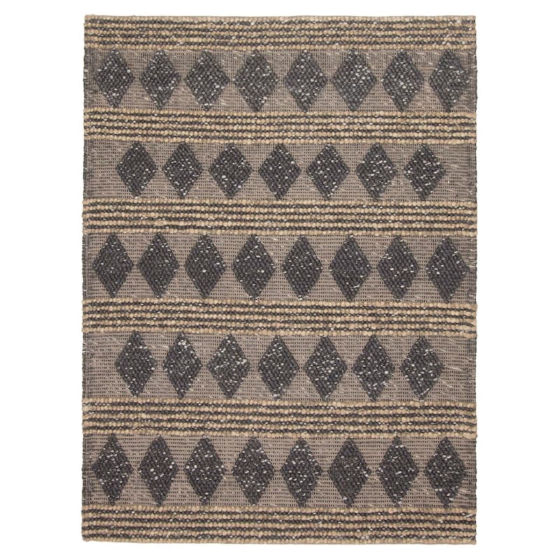 ECARPETGALLERY Braid weave Sienna Grey, Taupe Wool Rug - 5'0 x 6'9 - Dark Grey/ Taupe - 5'0 x 6'9