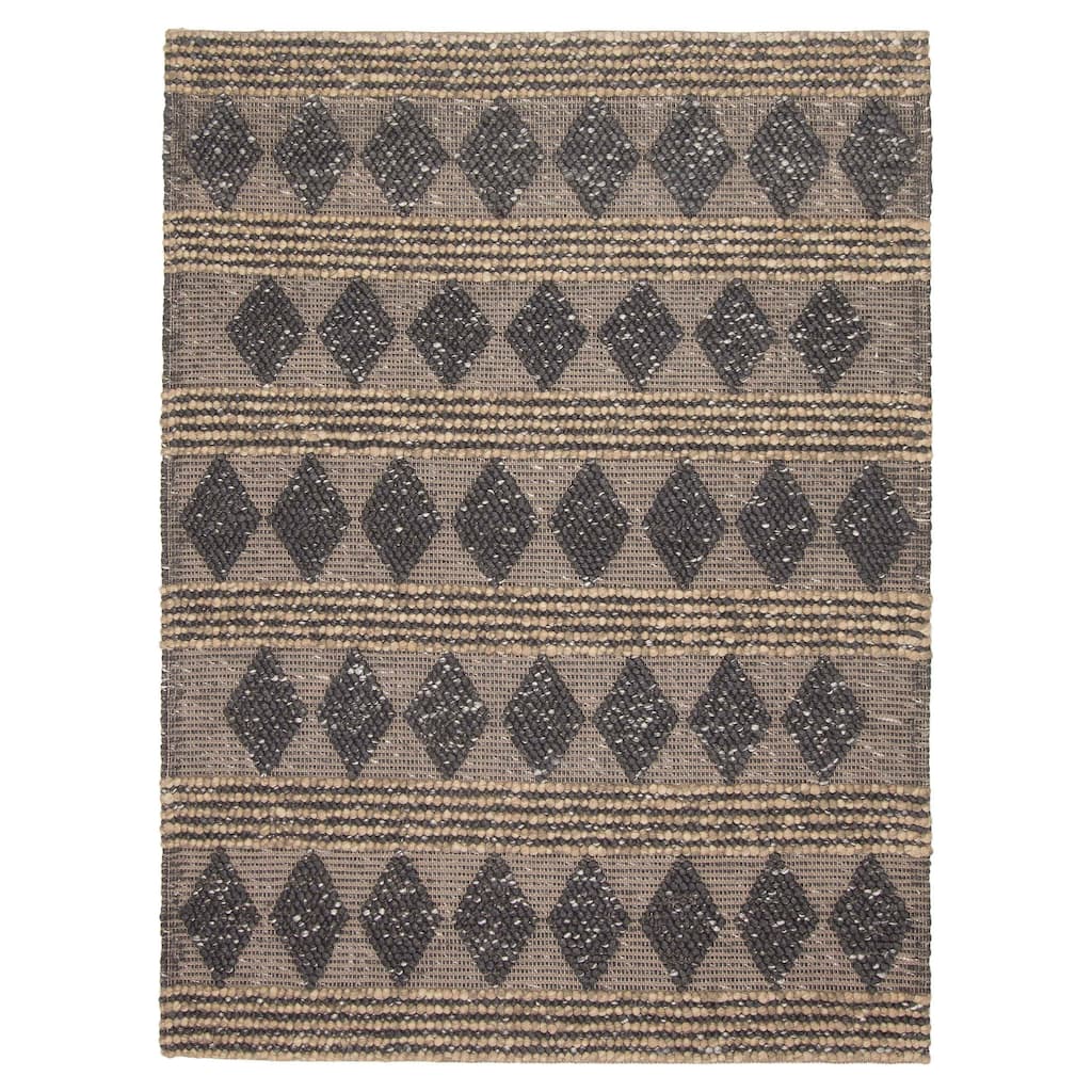 ECARPETGALLERY Braid weave Sienna Grey, Taupe Wool Rug - 5'0 x 6'9