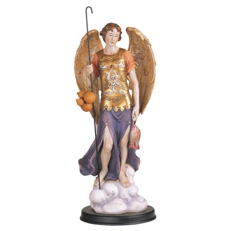 Q-Max 12"H Archangel Raphael Statue Angel of Healing Holy Figurine Religious Decoration