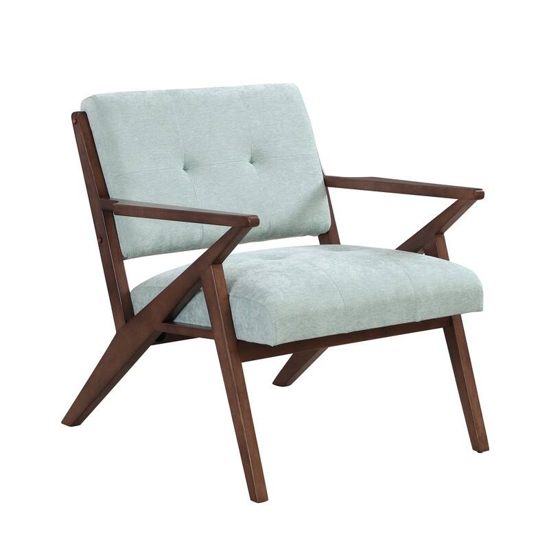 30" Mid-Century Modern Accent Chair in Soft Green - Plush Cushion & Solid Wood Frame