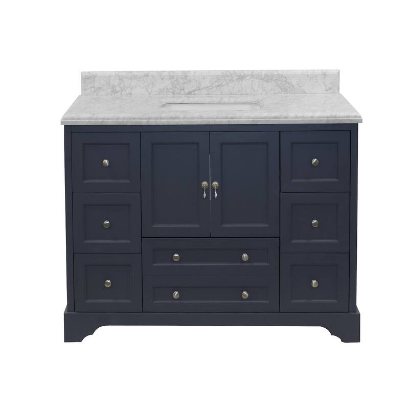 KitchenBathCollection Madison 48" Bathroom Vanity with Carrara Marble Top