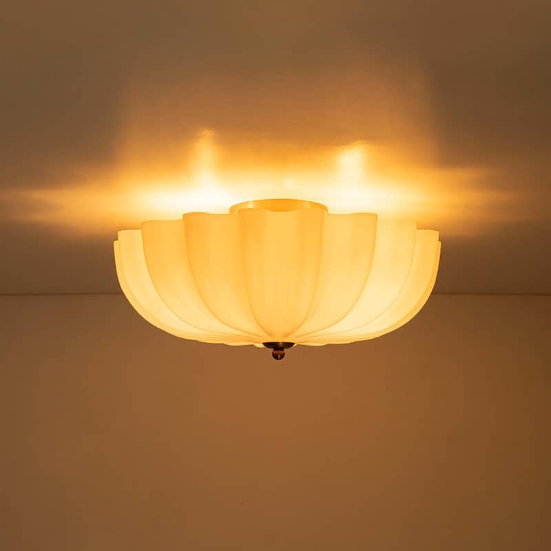 Chic Modern 3-Light Shell Scalloped Glass Semi-Flush Mount - 15 in