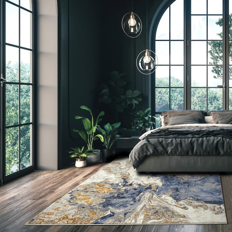Luxe Weavers Marble Abstract Area Rug, Non-Shedding Carpet