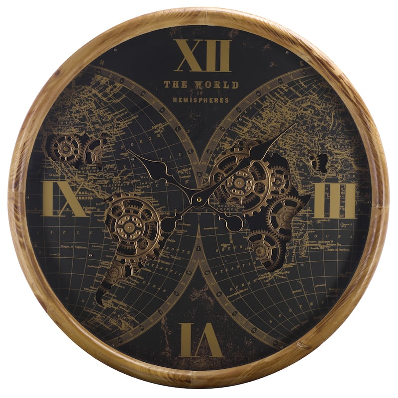 SEI Furniture Clayton World Gear Wall Clock - 25"W x 3"D x 25"H