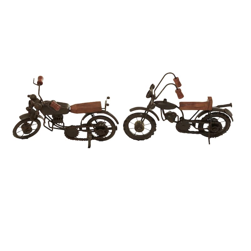 Brown or Gold Metal Motorcycle Sculpture (Set of 2)