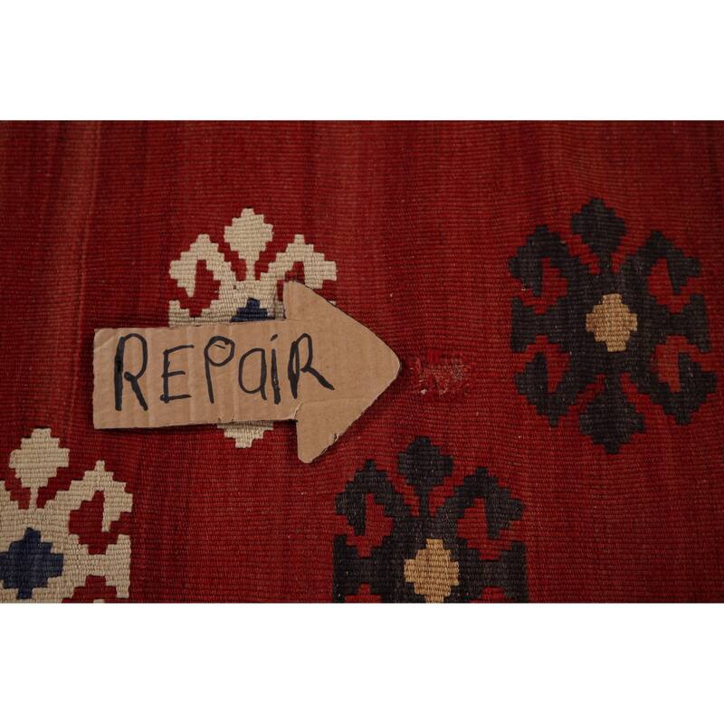 Kilim Qashqai Nomadic Persian Vintage Hand-Woven Tribal Wool Carpet - 5'0"x 9'7"
