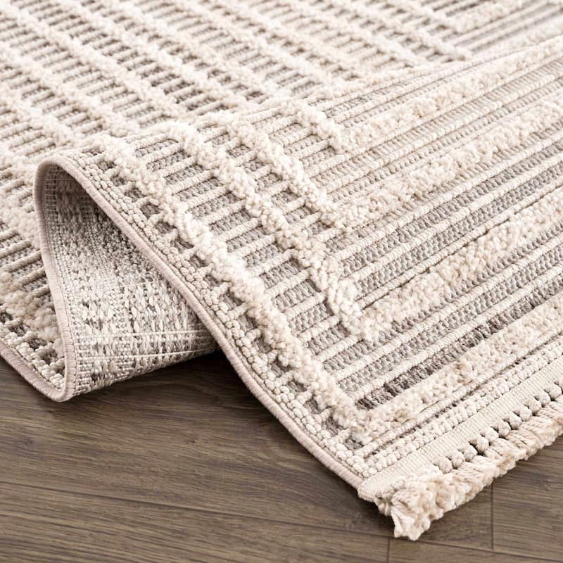 Hauteloom Lunao Hallway, Kitchen Runner Rug - Charcoal, Cream, Peach - 2'7" x 7'3"