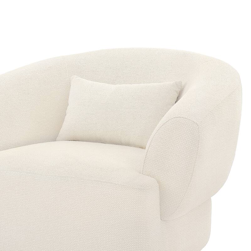 Modern Wooden Swivel Chair with Soft Chenille Barrel Accent Chair Upholstery Armchair Living Room Chairs