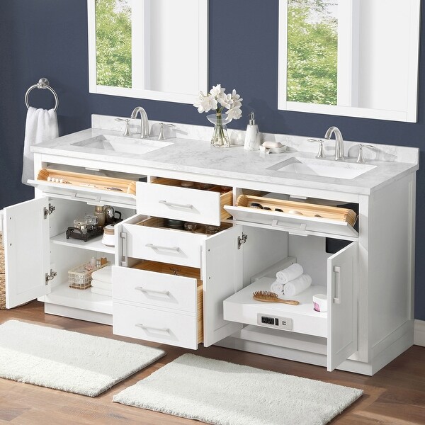 Athea 72 Double Bathroom Vanity Set Ove Decors Base Finish White
