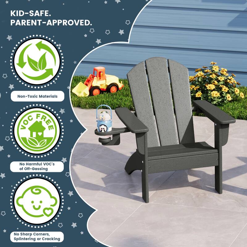 Laguna Kids Outdoor Poly Adirondack Chair with Side Table 3-Piece Set