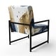 preview thumbnail 17 of 25, Designart "Abstract Pattern With Blue & Golden II" Upholstered Abstract Accent Chair and Modern Arm Chair