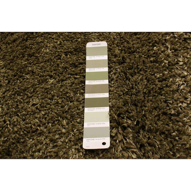 ECARPETGALLERY Machine Woven Lotus Mod Olive Polyester Shag - 4'0 x 5'7