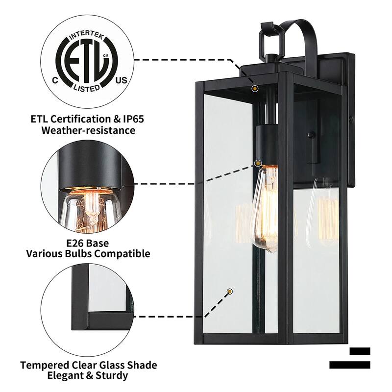 Matte Black 1-Light Outdoor Wall Sconce 4 Pack