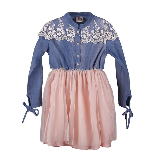 girls denim and tulle dress