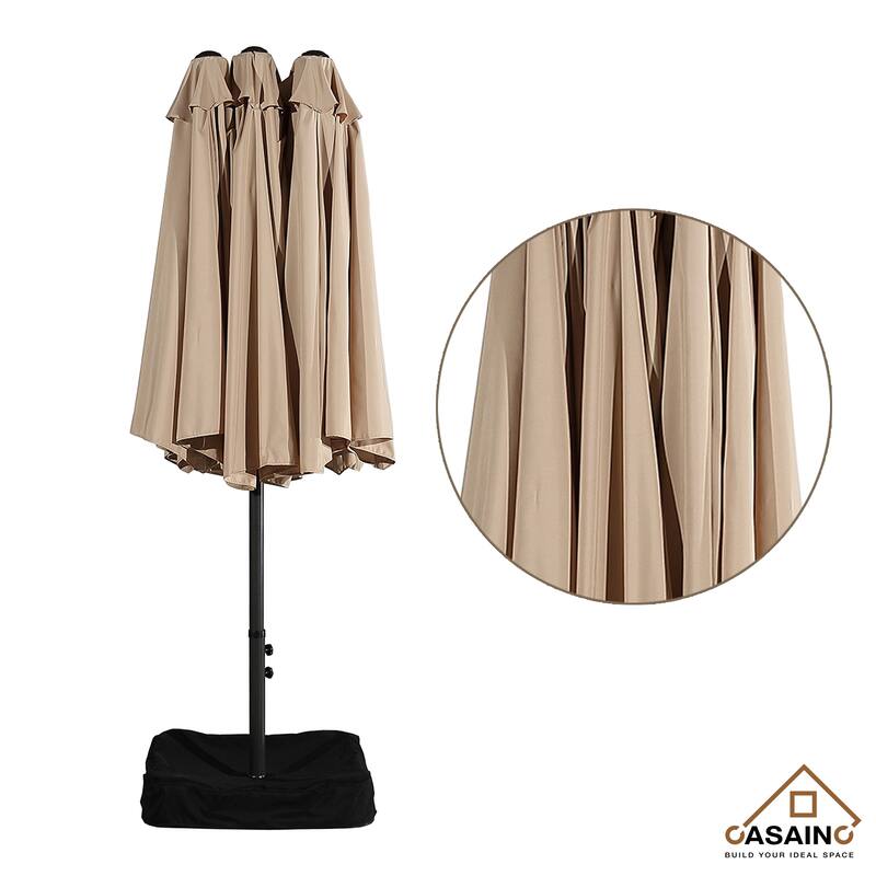15-ft. Rectangular Crank Double-sided Large Outdoor Market Umbrella Patio Umbrella with Base Included