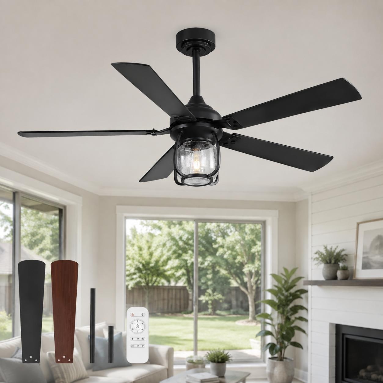 Airsurfer 52-in Indoor Ceiling Fan with Light Remote (5-Blade)