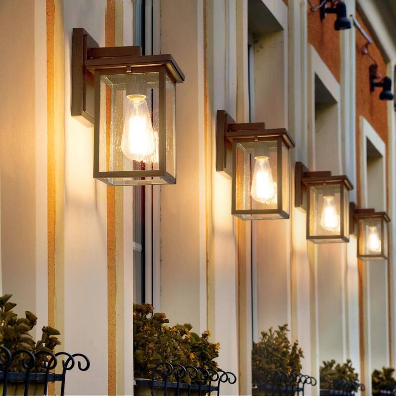 Modern Farmhouse Black 1-Light Outdoor Wall Sconce Glass Patio Lantern