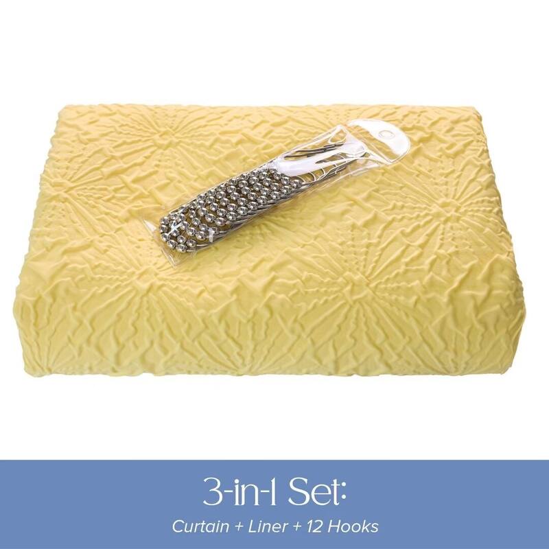 Starburst Crinkle Shower Curtain with Snap-in Liner 12 Hooks Included