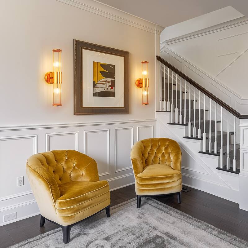 YANSUN Crystal Vanity Light in Gold Finish with E12 Bulb Base for Stylish Home Illumination - 19.6*3.3*6.3