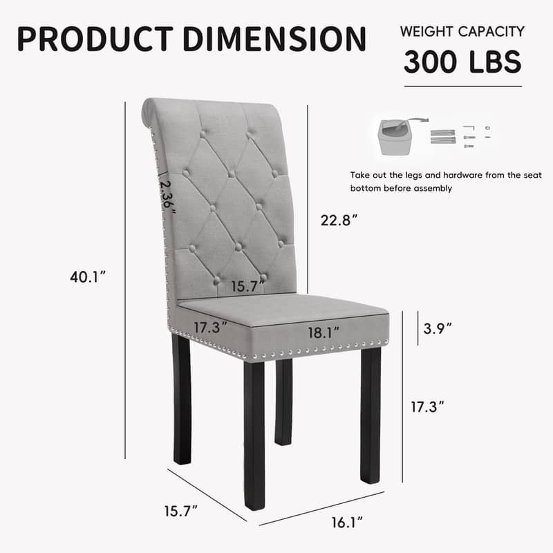 High-Back Tufted Nailhead Upholstered Dining Chairs (Set of 6)