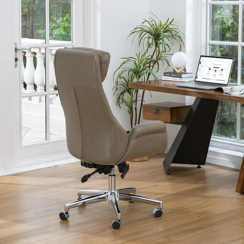 Glitzhome Modern High-Back Leatherette Adjustable 360-Degree Swivel Executive Office Chair