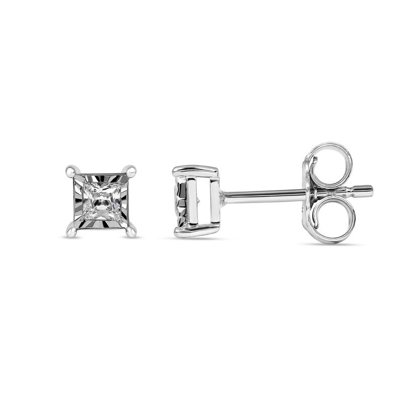1/20ct to 3/4ct TDW Diamond Solitaire Stud Earrings in Silver for Women