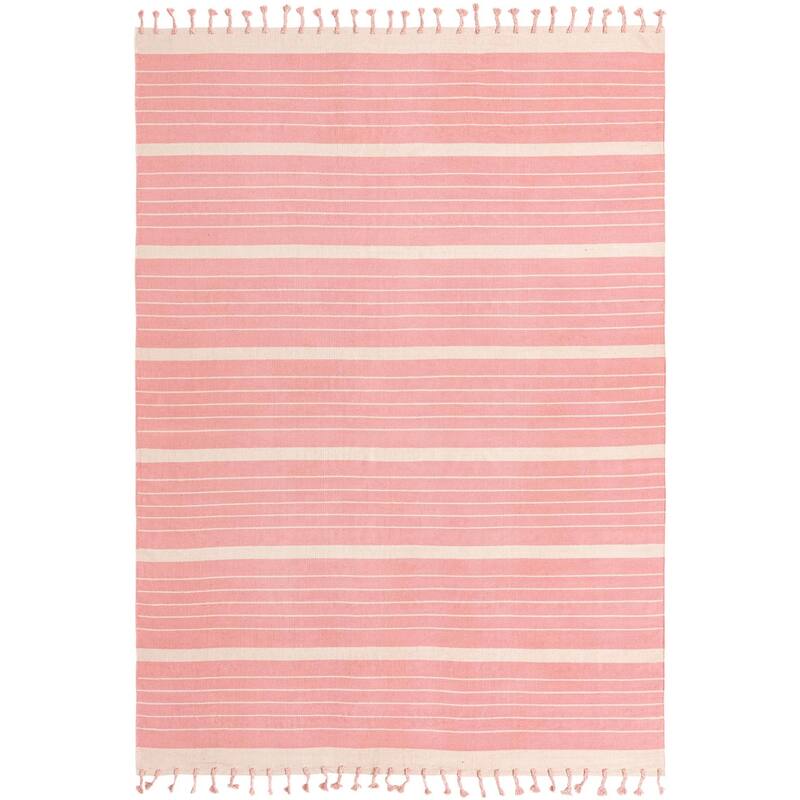 Contemporary Dario Collection Area Rug - Pink-White - 10'x14'1"