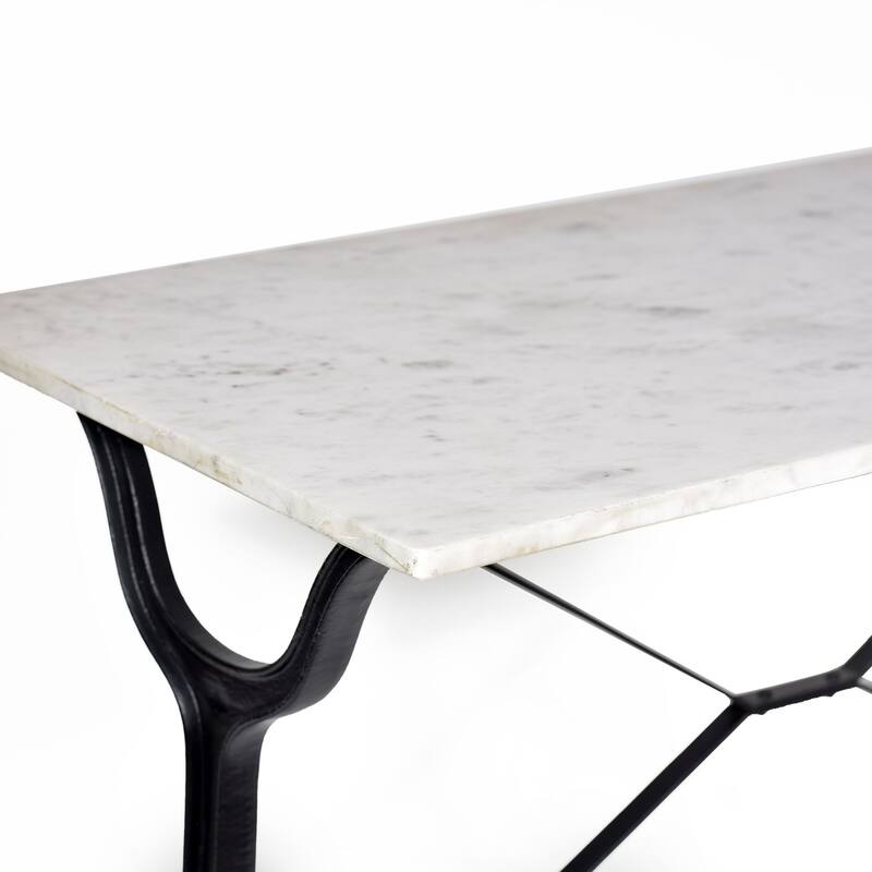 Handmade Console Table with Marble Top - 42" - White and Black