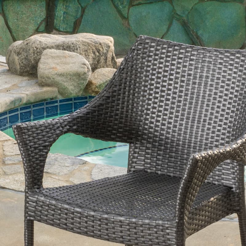 Pierce Outdoor 3-Piece Wicker Stacking Chair Chat Set by Christopher Knight Home