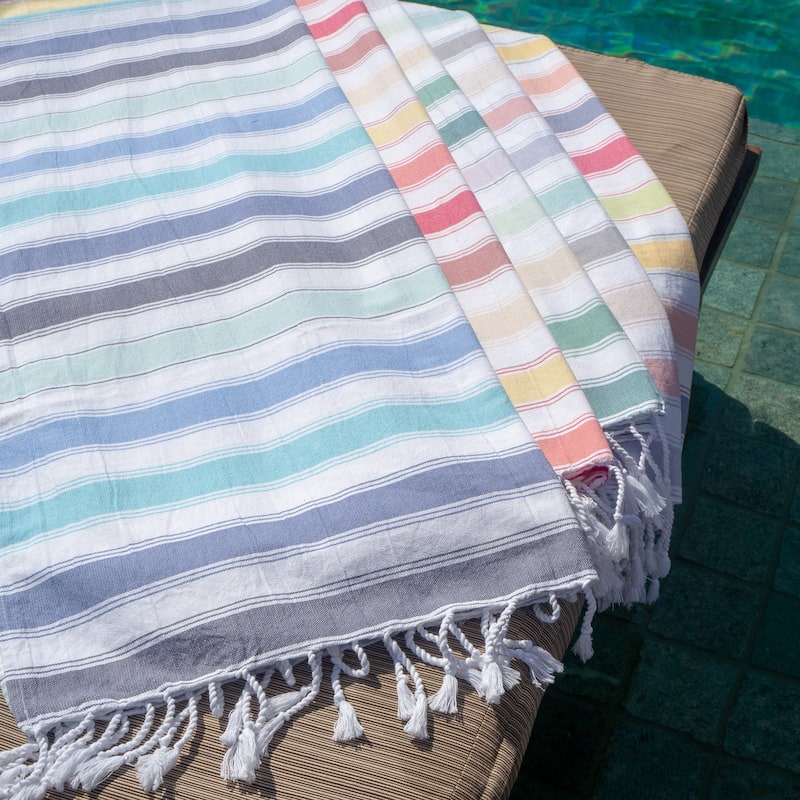 SandFree Cotton Oversized Turkish Beach Towel with Tassels - 35x75