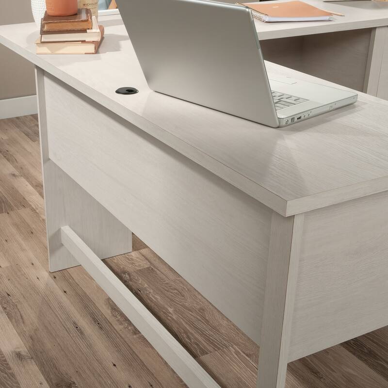 Engineered Wood Transitional L-Shaped Desk with File Drawer, White