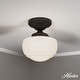 preview thumbnail 1 of 3, Hunter Saddle Creek 1 Light Contemporary Schoolhouse Flush Mount Ceiling Light - Bathroom, Hallway, Bedroom, Entry - Damp Rated! Noble Bronze-White Glass