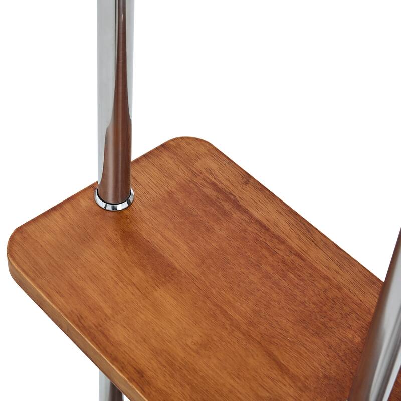 70"H Double Layer Stainless Steel Coat Rack with Wood Grain