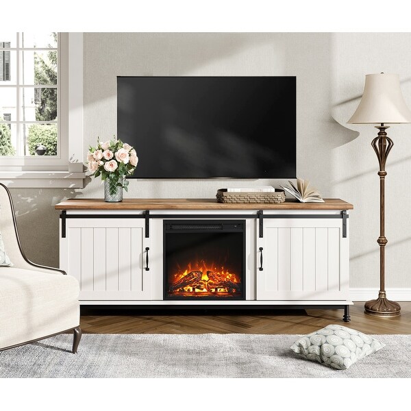 Barn door entertainment center for 75 inch tv discount