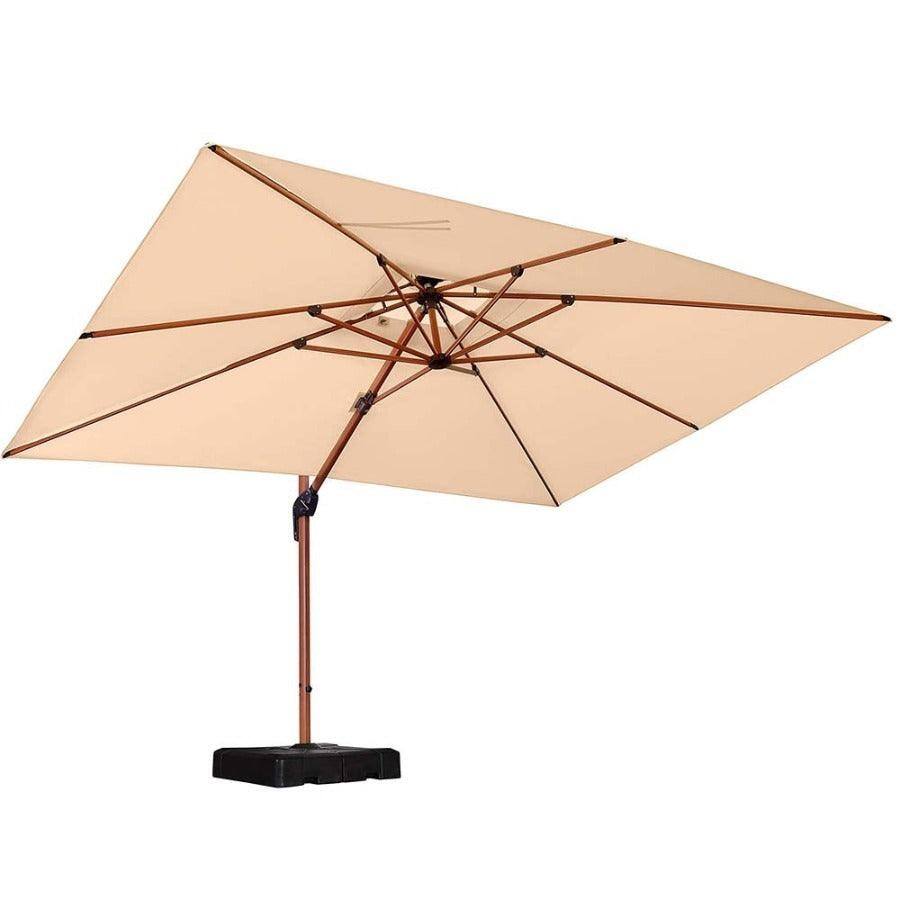 PURPLE LEAF 9x12/10x13ft Rectangular Patio Cantilever Umbrella in Wood Color