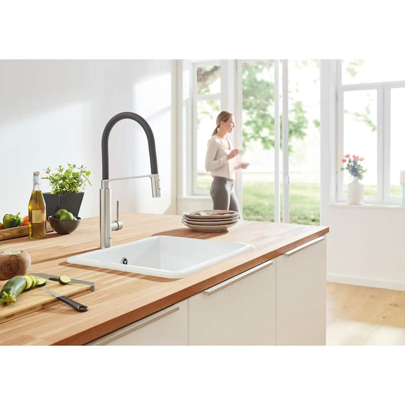 Grohe Pre-Rinse Spray Kitchen Faucet with Locking Push Button Control
