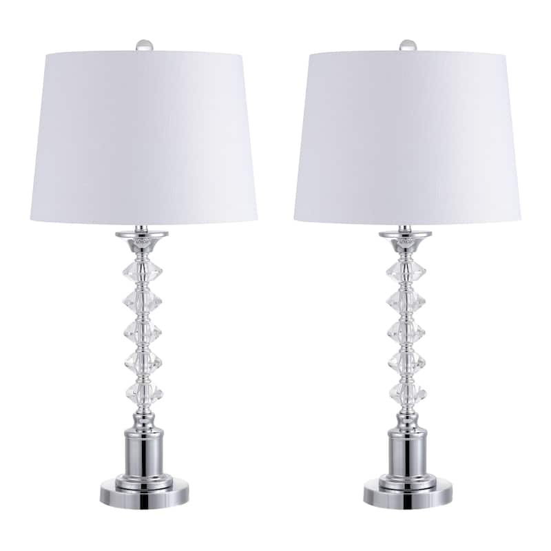 Kinsley 28" Crystal LED Table Lamp, Clear/Chrome (Set of 2) by JONATHAN Y