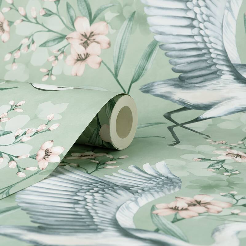 Fine Decor Simonetta Seafoam Heron Wallpaper
