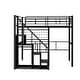 preview thumbnail 6 of 20, Twin Size Metal Bed Frame with Storage Staircase and Small Open Wardrobe, Kids Loft Bed with Metal Mesh Board