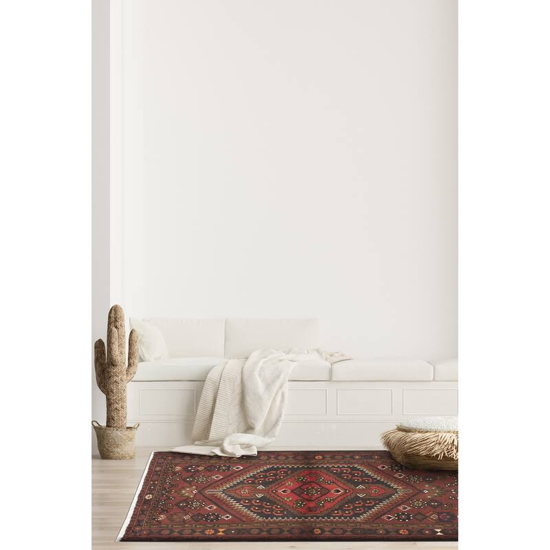 ECARPETGALLERY Hand-knotted Andelz Dark Red Wool Rug - 3'4 x 4'11