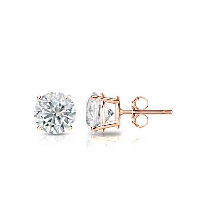 Auriya 14k Gold Lab Grown Round Diamond Stud Earrings 0.50 to 5.00 ct. tw. Push-Back (F-G VS) - Rose - 1.50 ct. tw.