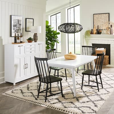 Capeside Cottage White and Black 5 Piece Rectangular Table Set