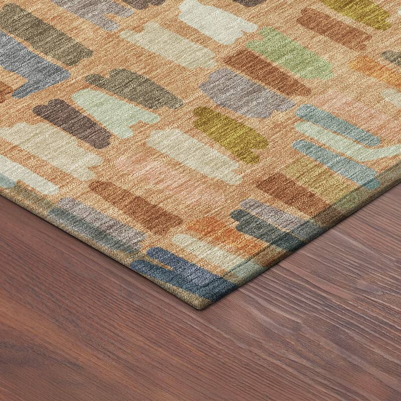 Machine Washable Indoor/ Outdoor Modern Mosaic Chantille Rug