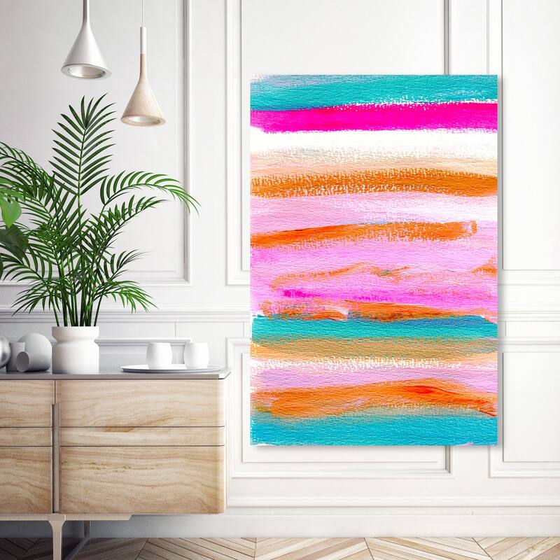 Wynwood Studio Abstract Deep Waters Pink and Turquoise Modern & Contemporary Wall Art Canvas Print - 54 x 36
