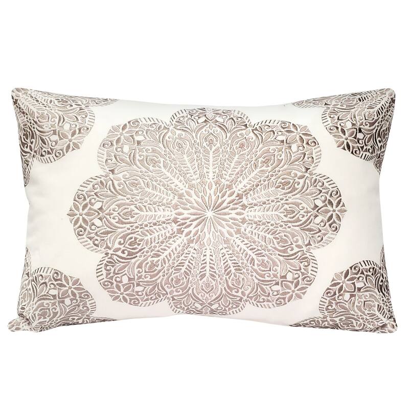 Mancini Throw Pillow - Cream and Sand - Feather Down