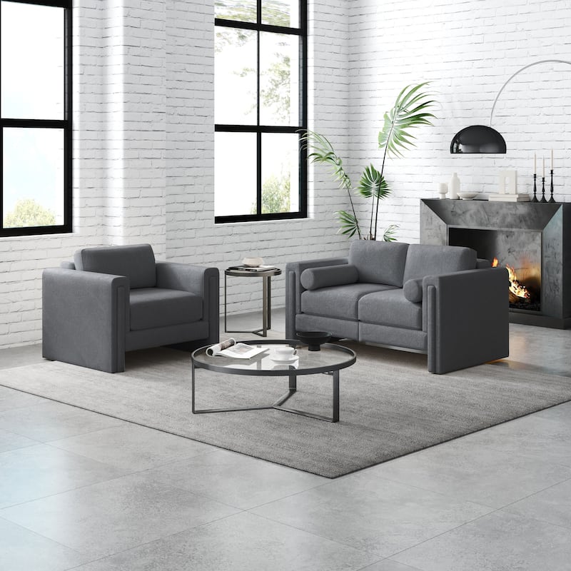 JASIWAY 3-seater Teddy Velvet Modern Upholstered Sofa Sectional Sofa
