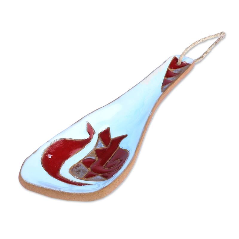 Novica Handmade Romance Flavors In Blue Ceramic Spoon Rest
