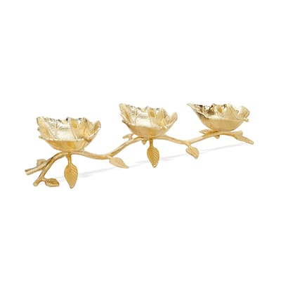 Alice Pazkus 19.75"L Gold Leaf 3 Sectional Relish Dish