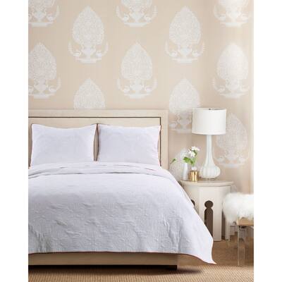 Albany 3 Piece Fabric Twin Quilt and Sham Set, White